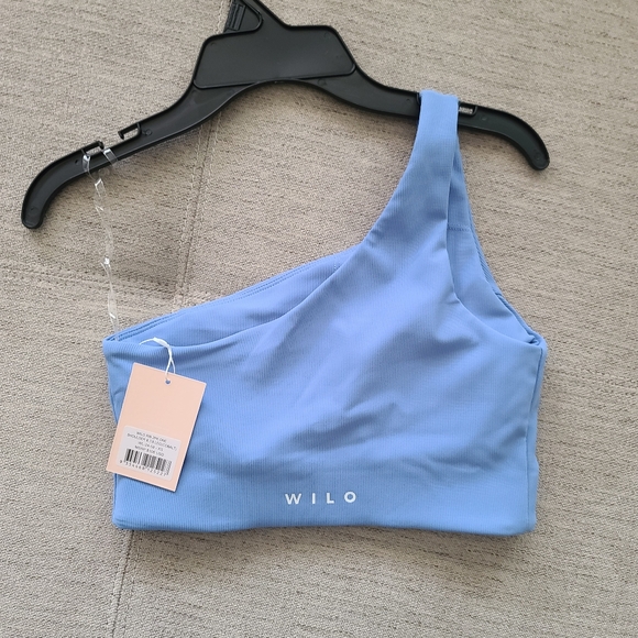 WILO Powder Blue One Shoulder Sports Bra And Leggings Set Sz XS - Picture 7 of 10